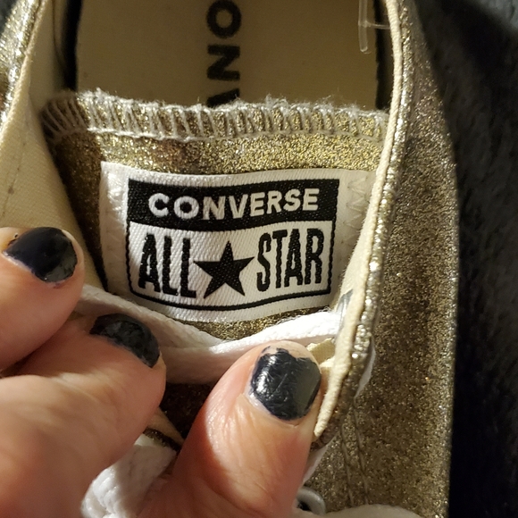 Converse All-Star Kids Gold Glitter Lo-Tops - Picture 7 of 8
